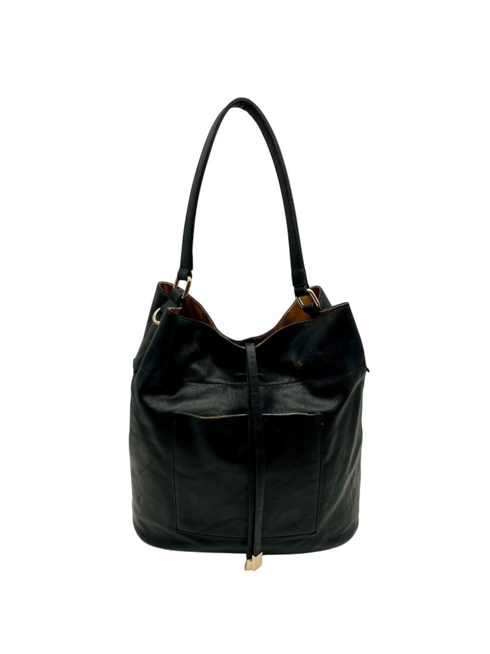 Black FauxLeather Hobo Shoulder Bag